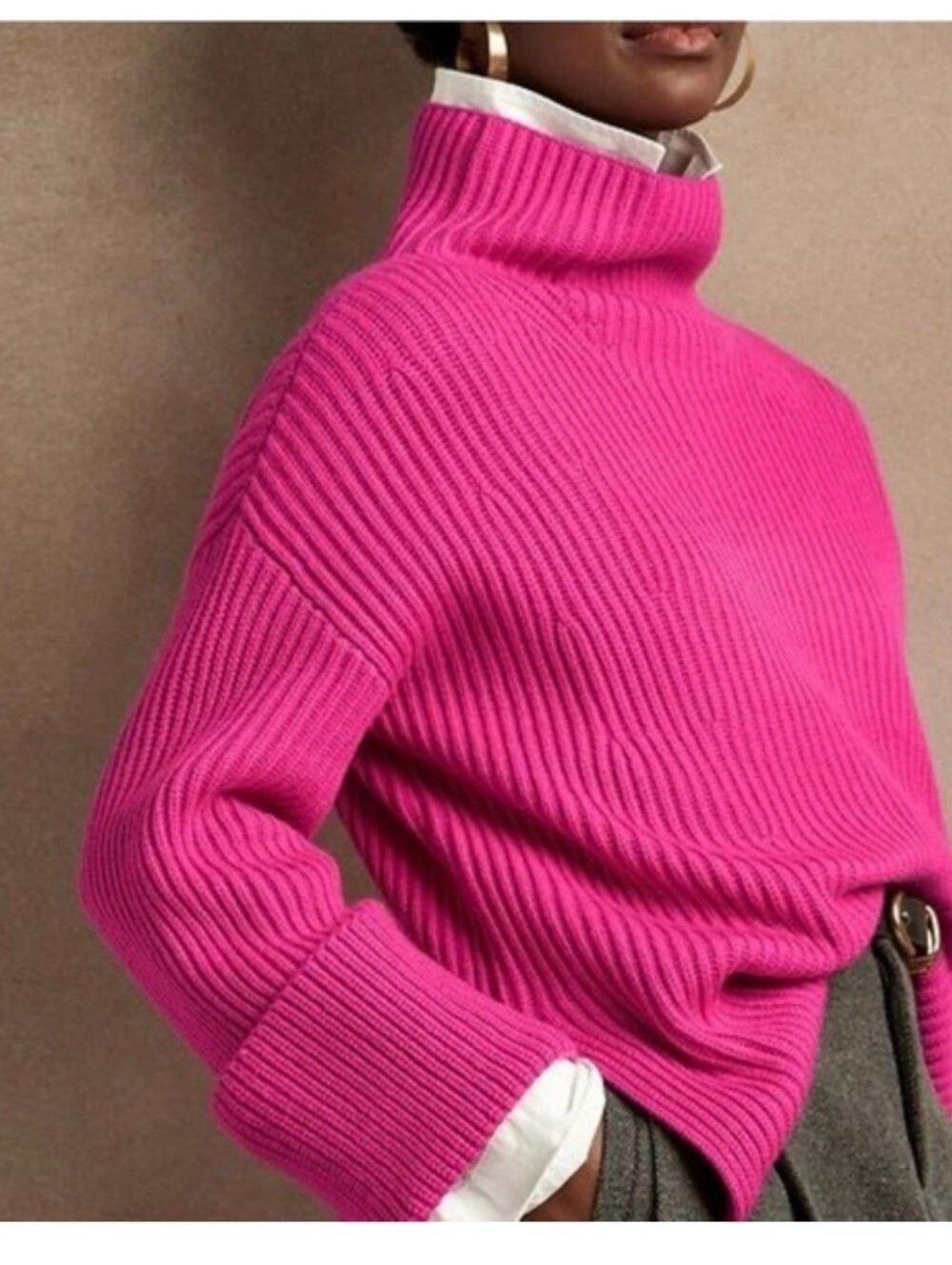 Banana Republic  Merino Cashmere Chunky Knit Oversize Sweater S Pink